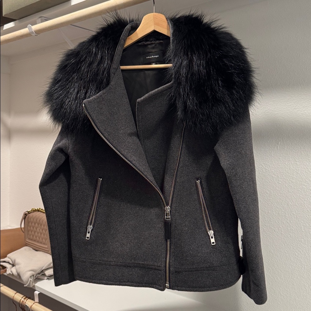Mackage WOOL COAT W/  FUR COLLAR